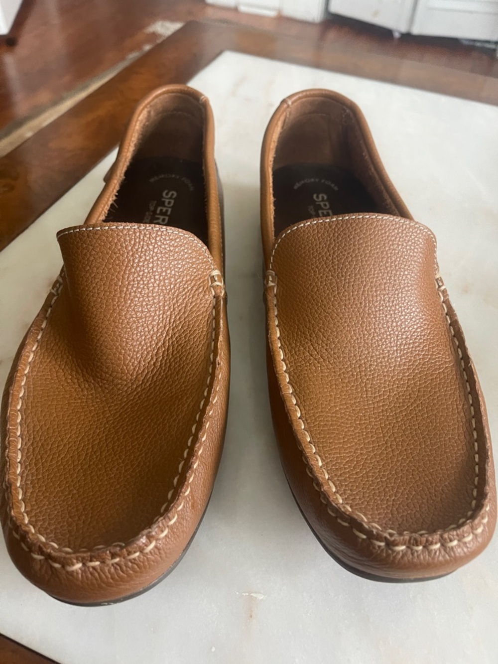 Sperry Men's Tan Leather Slip-On Loafers